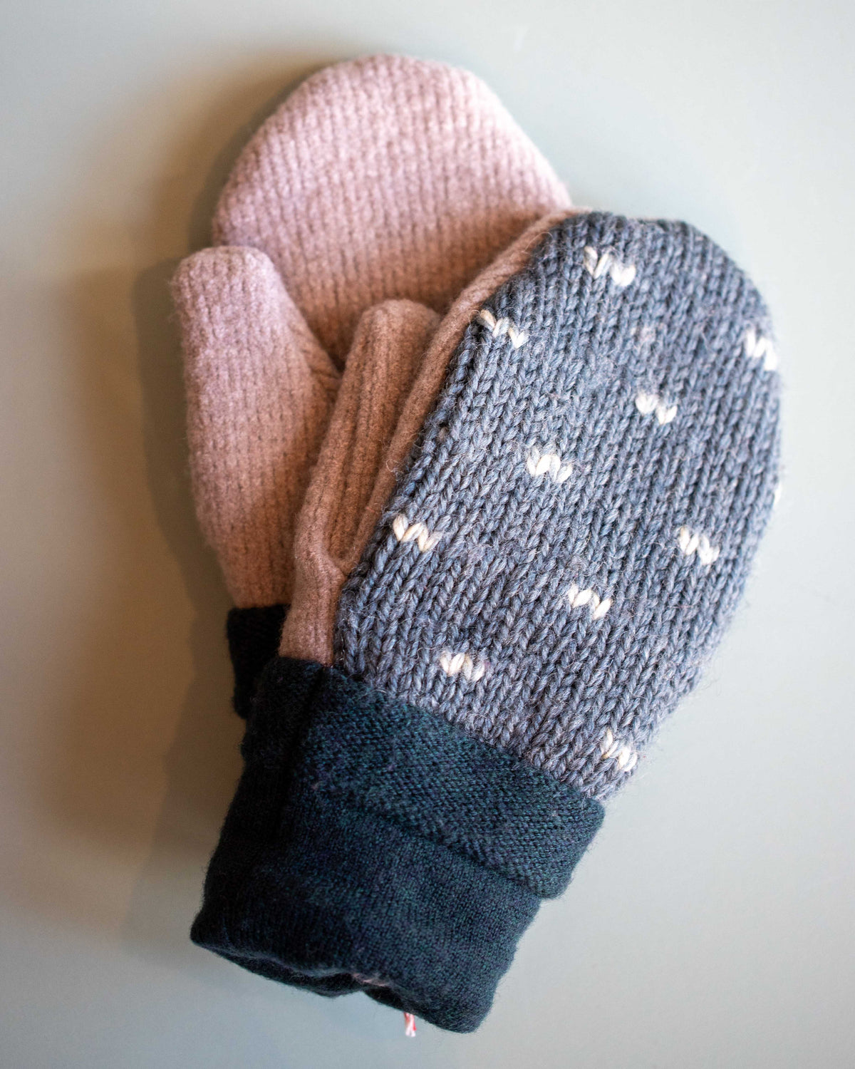 Mittens - MEDIUM - Blue-Grey/Teal/Tan