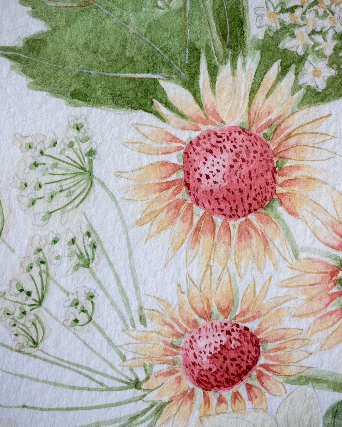 "Fiery Fields Bouquet" Botancial Painting