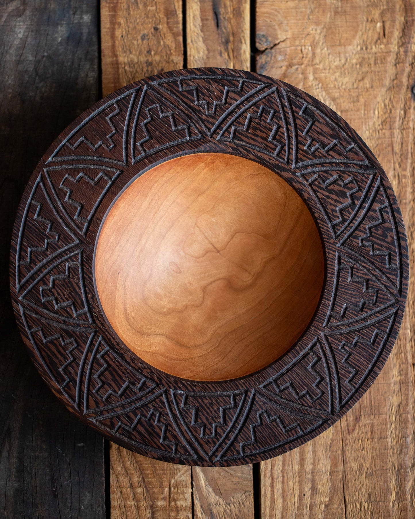 Cherry & Wenge Turned Wood Bowl
