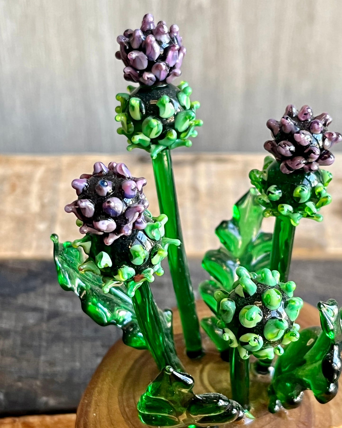 Triple Thistle Glass Sculpture