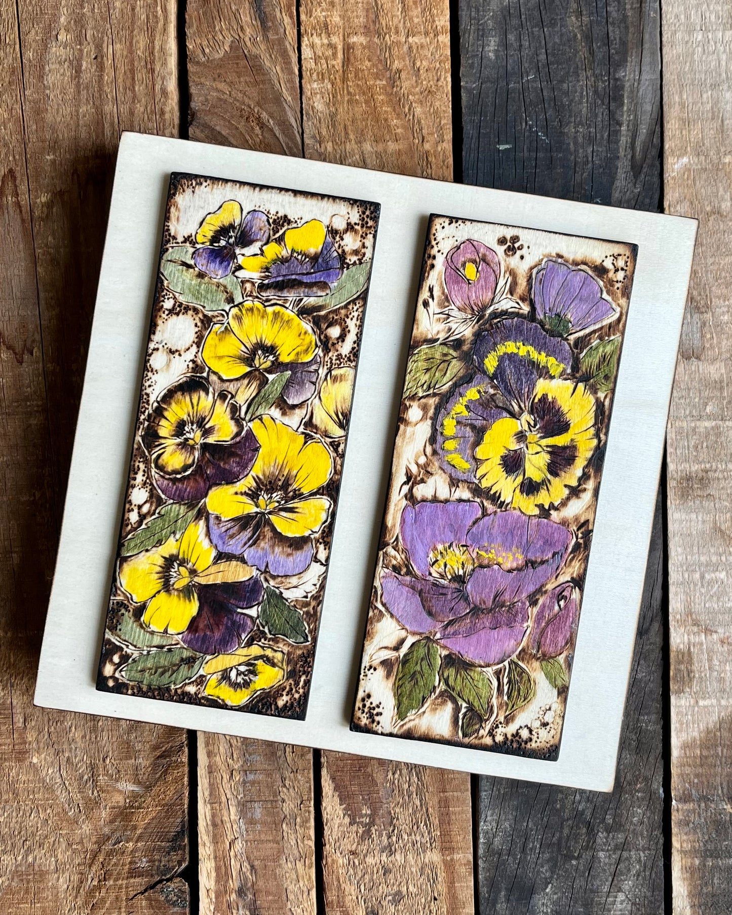 Pansies Wood Burning