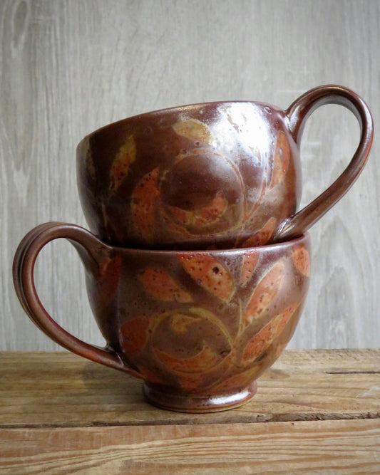 Brown Floral Cappuccino Cup