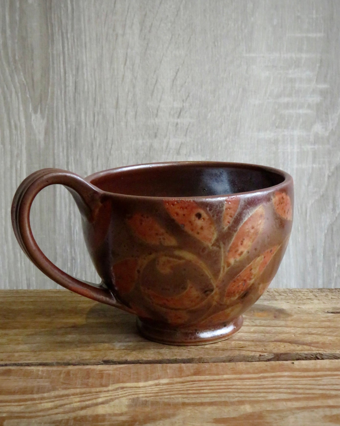 Brown Floral Cappuccino Cup