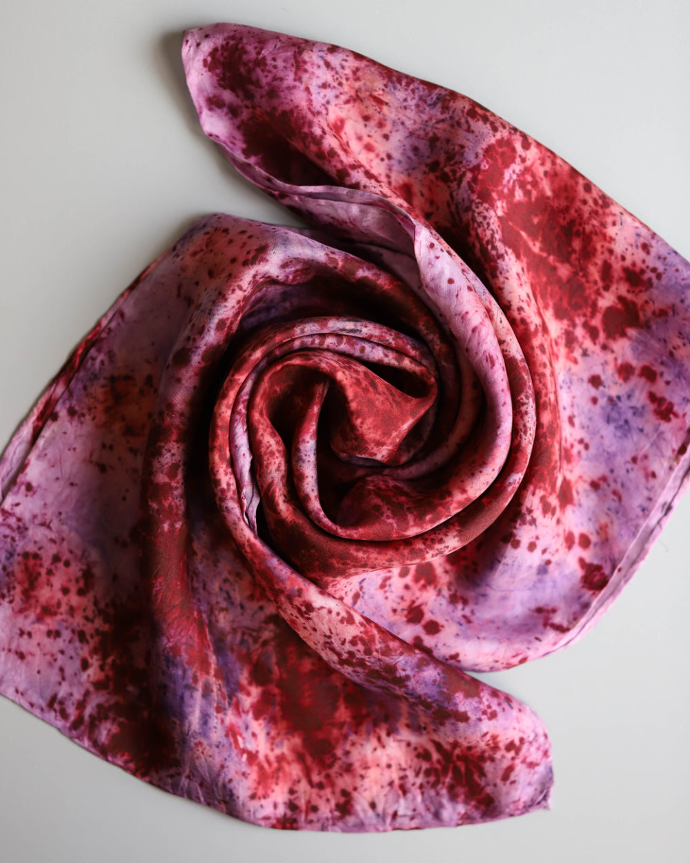 Eco Dyed Red & Purple Silk Scarf