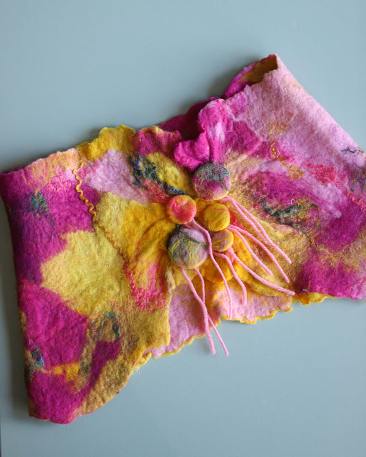 Pink & Yellow Felted Cowl